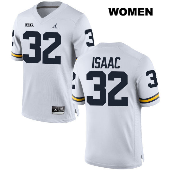 Women's NCAA Michigan Wolverines Ty Isaac #32 White Jordan Brand Authentic Stitched Football College Jersey KP25E00CE
